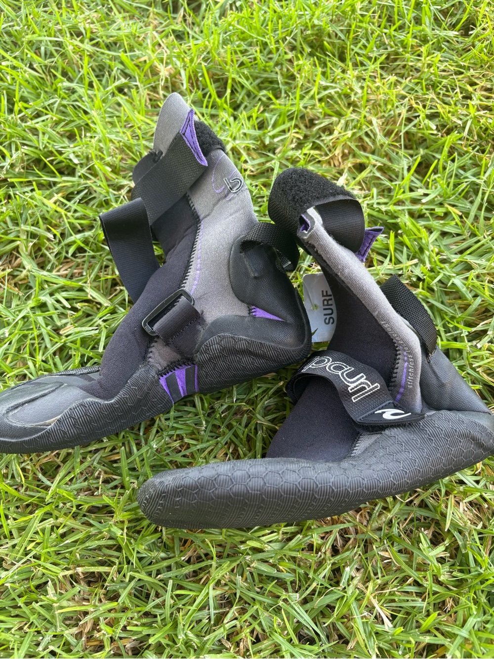 Rip Curl Women's Black & Gray Water Surf Booties with Purple Trim